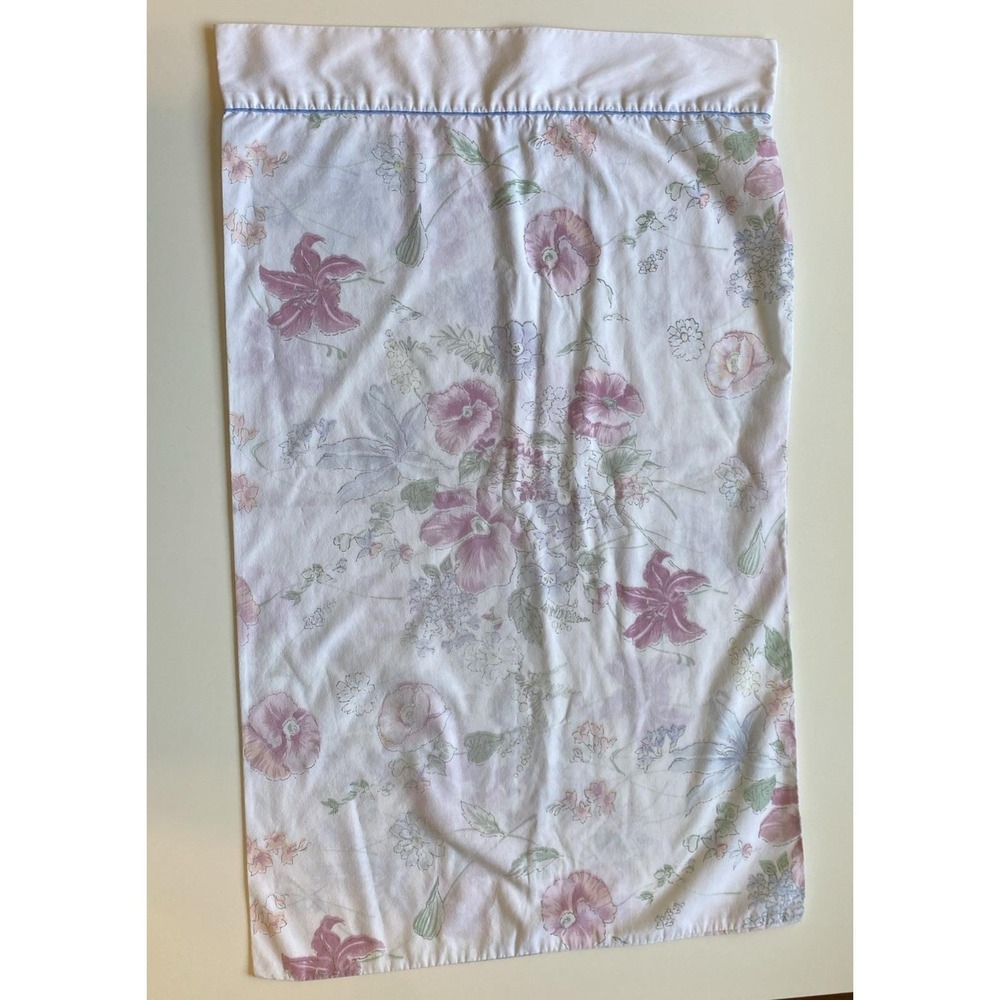 Vintage 1970's Floral JC Penny Queen Size Pillow Case Cottage Core Pink Lillies
